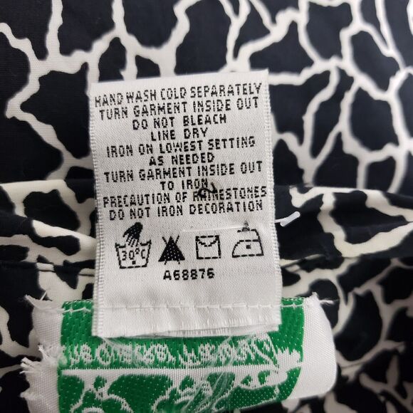 Quacker Factory Women Shirt Large Animal Print Stretch Rhinestone Studded Pocket - Picture 10 of 12